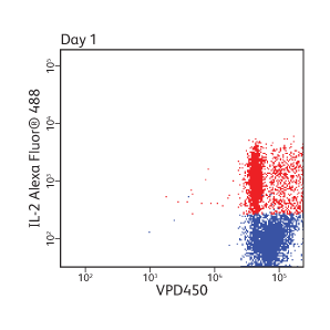 Data showing IL-2AlexaFluor®488 and VPD450 on day 1.