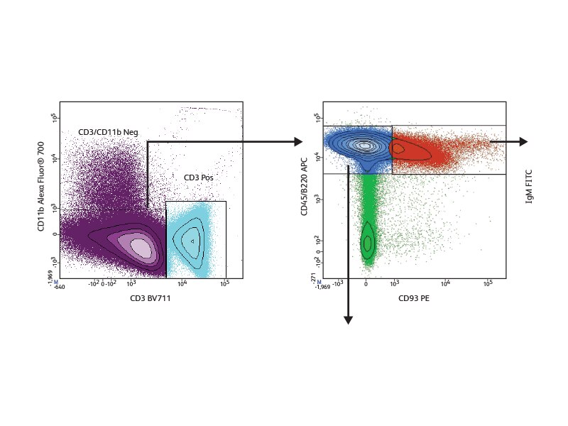 Data sets showing AlexaFluor®700 and CD45 results.