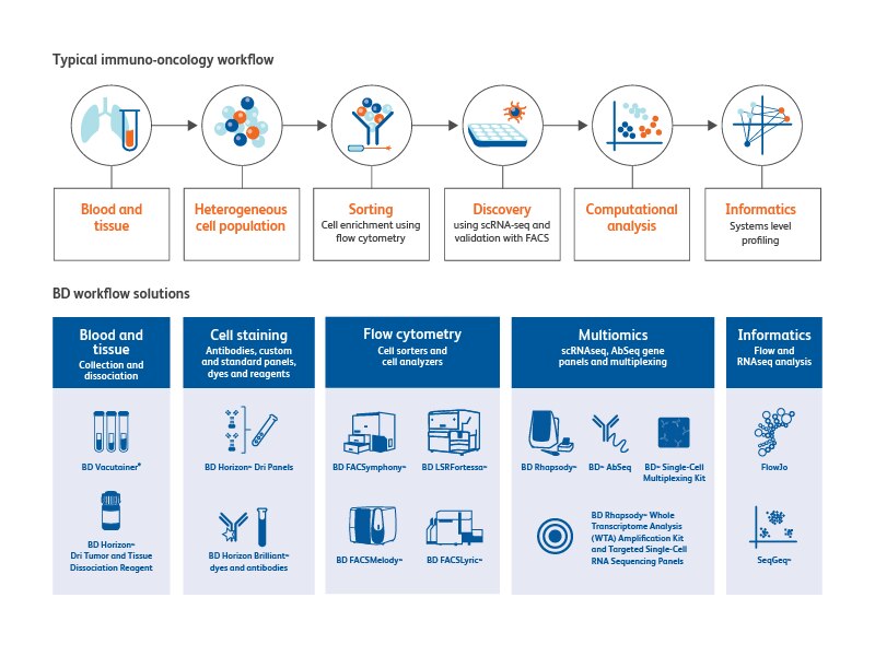 Diagram illustrating steps for a typical immuno-oncology workflow.